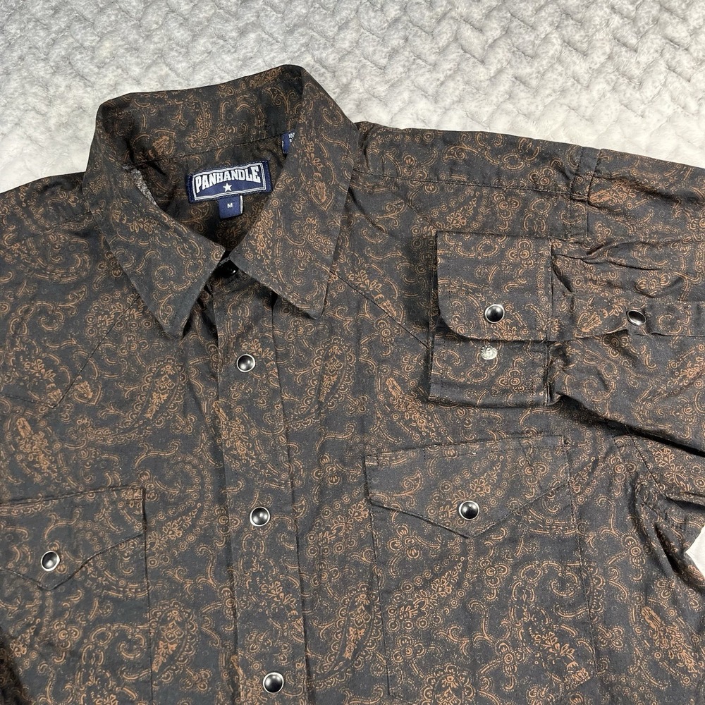 Panhandle Shirt Mens M Paisley Pearl Snap Cowboy Bandanna Western Long Sleeve